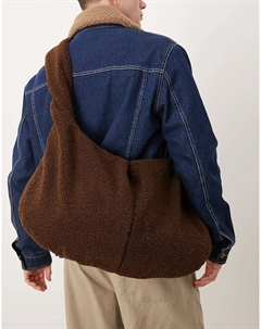 Пушистая сумка-тоут коричневого цвета Asos design