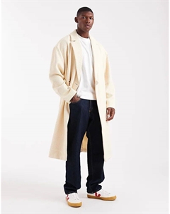 Длинное пальто свободного кроя из искусственной шерсти цвета экрю Asos design