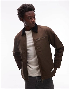 Куртка из парусины с двухсторонней молнией и стеганой подкладкой коричневого цвета Cat wwr