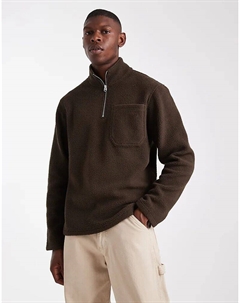 Флисовая кофта с застежкой-молнией 1/4 коричневого цвета Jack & jones