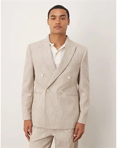 Двубортный пиджак классического кроя из бежевой ткани в крапинку Asos design