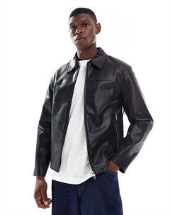 Куртка Харрингтон из искусственной кожи черного цвета Only & sons