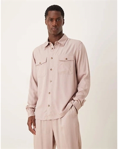 Рубашка прямого кроя с двумя карманами от бежевого цвета Asos design