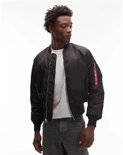 Двусторонняя куртка-бомбер MA-1 от черного цвета Alpha industries