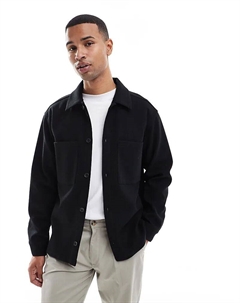 Рубашка с начесом черного цвета Jack & jones