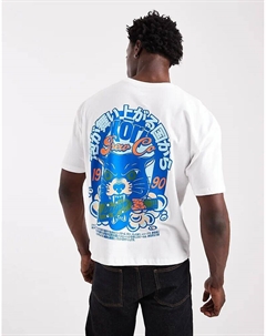 Футболка свободного кроя белого цвета с принтом на спине Asos design