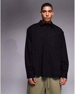 Рубашка свободного кроя с карманом для спецодежды черного цвета Asos design