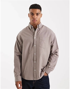 Рубашка оксфорд свободного кроя в стиле 90-х от цвета «песок» Asos design