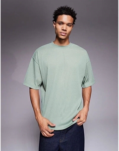 Футболка оверсайз из зеленого фактурного рубчика Asos design