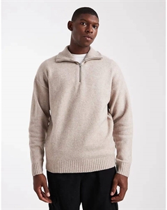 Пушистый джемпер с застежкой-молнией на четверть дюйма серого цвета Jack & jones