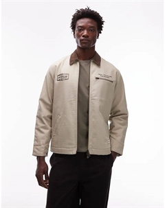 Куртка из парусины с двухсторонней молнией и логотипом кремового цвета Cat wwr