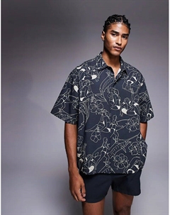 Рубашка свободного кроя свободного кроя с черным летним принтом Asos design