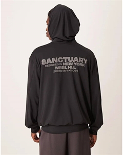 Толстовка свободного кроя с текстовым принтом из ткани в стиле «скуба» черного цвета Asos design