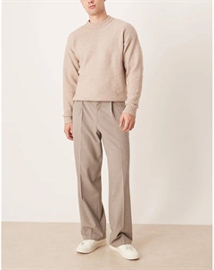 Элегантные широкие брюки со складками из фланели цвета песочного камня от Asos design