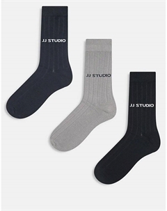 3 пары носков в рубчик, однотонные Jack & jones