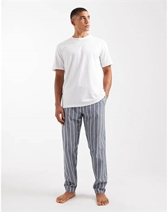 Подарочный пижамный комплект брюки и футболка в белую и серую полоску Only & sons