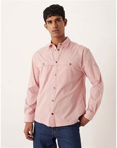 Свободная хлопковая рубашка с отделкой тренча розового цвета Asos design