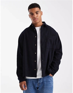 Рубашка свободного кроя в винтажном стиле темно-синего цвета Asos design