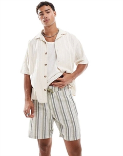 Шорты с завязкой на талии в кремово-шалфейную полоску Only & sons