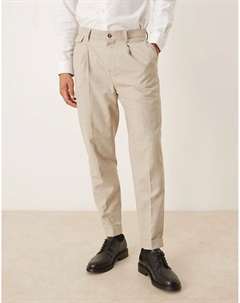 Строгие зауженные брюки-чиносы со складкой спереди в нейтральную клетку Asos design