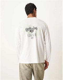 Футболка свободного кроя с длинными рукавами и принтом в виде фруктовых пузырьков белого цвета Asos design