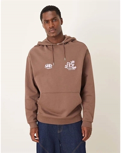 Свободная толстовка с капюшоном с цветочным принтом коричневого цвета Asos design