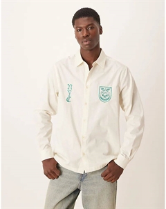 Рубашка классического кроя с вышивкой на груди в камне Asos design