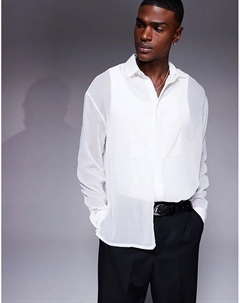 Рубашка свободного кроя из органзы в стиле 90-х годов белого цвета с нагрудником Asos design