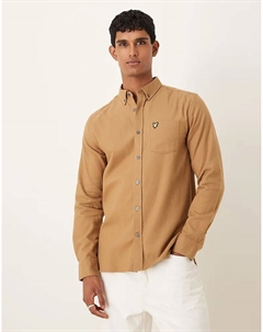Рубашка из простой фланели цвета тигрового глаза Lyle & scott