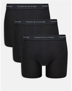 Фирменные хлопковые трусы-боксеры, комплект из 3 пар, черного цвета Tommy hilfiger