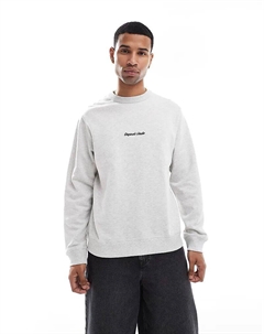 Толстовка oversize с вышитым логотипом серого меланжевого цвета Jack & jones