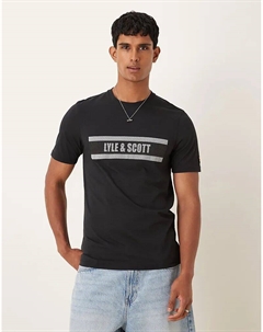 Футболка с полосатым логотипом в угольно-черном цвете Lyle & scott