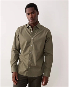 Рубашка из хлопка цвета светло-хаки Mango