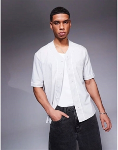 Бейсбольная рубашка Luminis с окантовкой светло-серого цвета River island