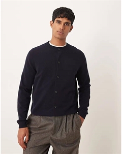 Кардиган premium из 100% шерсти темно-синего цвета Mango