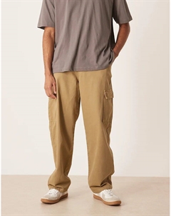 Брюки-карго прямого кроя цвета хаки Asos design