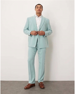 Прямые брюки из льняного материала синего твила Asos design