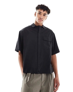 Рубашка свободного кроя из поплина черного цвета Asos design