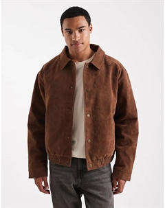 Куртка-бомбер свободного кроя из искусственной замши коричневого цвета Asos design