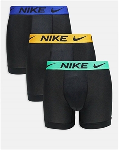 Комплект из 3 трусов-боксеров Elite Breathe черного цвета с цветным поясом зеленого, оранжевого и синего цветов Nike