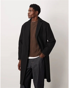 Шерстяное пальто свободного кроя черного цвета Asos design
