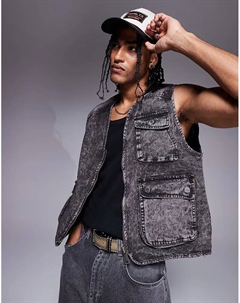 Жилет Alpha черного цвета с кислотной стиркой Alpha industries