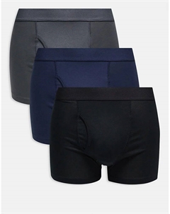 Комплект из 3 пар трусов-боксеров в черно-синем и сером цветах Weekday