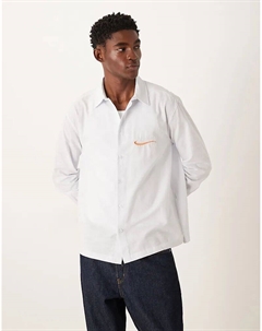 Свободная рубашка синего цвета с вышивкой на груди Asos design