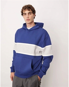 Свободная толстовка с капюшоном с цветными блоками темно-синего цвета Asos design