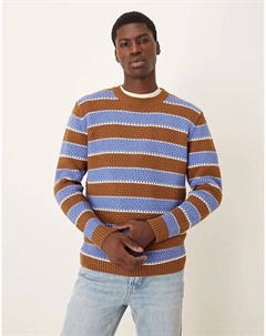 Свободный трикотажный джемпер в полоску с круглым вырезом темно-синего цвета Asos design