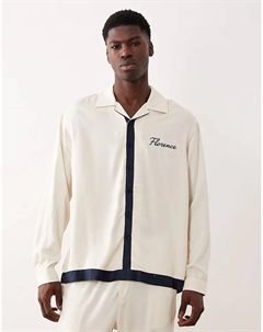Свободная рубашка Revere от кремового цвета с вышивкой на груди Asos design