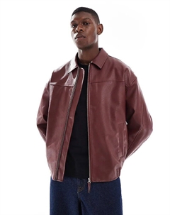 Куртка-бомбер из искусственной кожи красного цвета Asos design