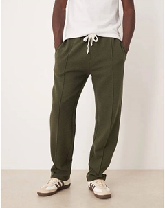 Брюки-джоггеры прямого кроя с защипами в рубчик цвета хаки Asos design