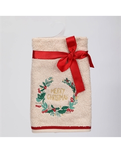 Полотенце Merry X-mas бежевый 40х70 см Erteks